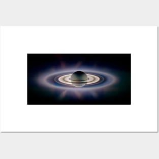 Saturn silhouetted, Cassini image (R390/0177) Posters and Art